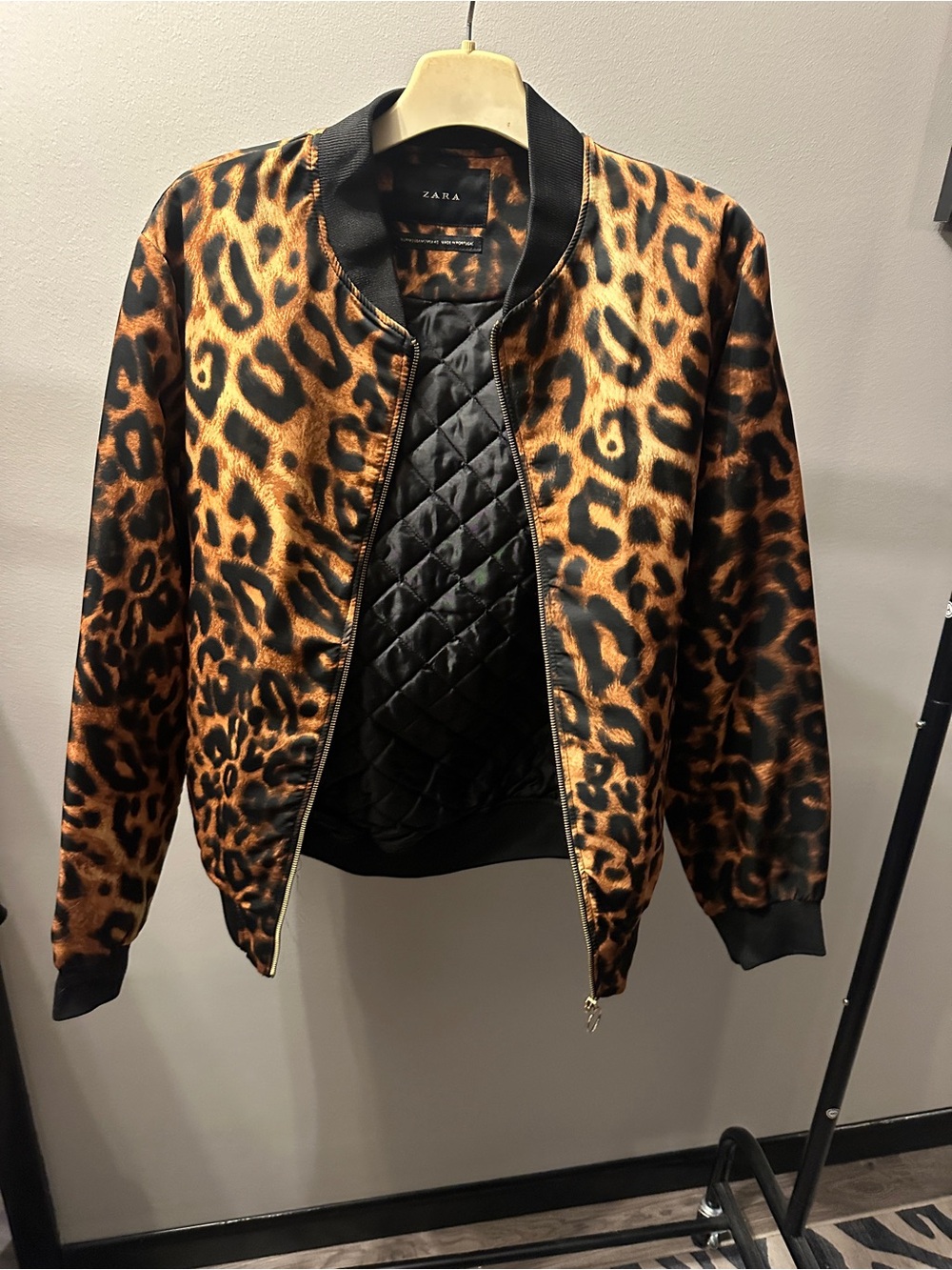 Zara Leopard-Print Bomber Jacket - Brown & Black